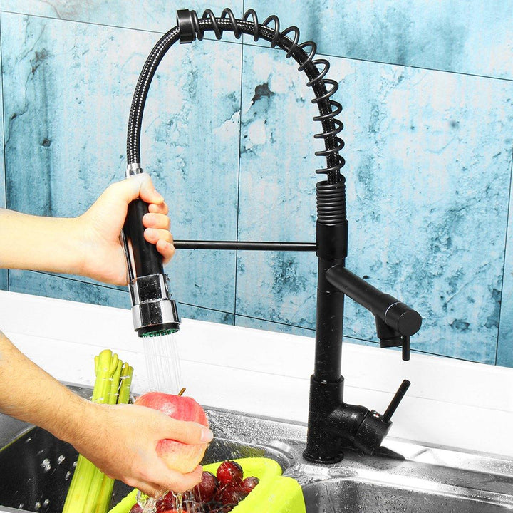 Oil Rubbed Bronze Kitchen Sink Faucet Single Handle Pull Down Sprayer Mixer Tap - MRSLM