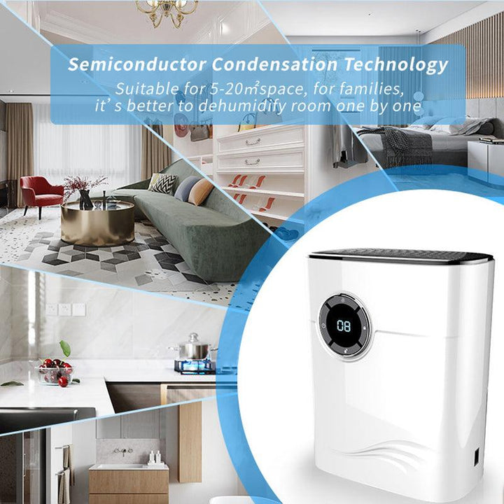 1200ml Dehumidifier Negative Ion Air Cleaner Energy Saving Air Dryer Digital Display Low Noise Auto-off for Bedroom Basement - MRSLM