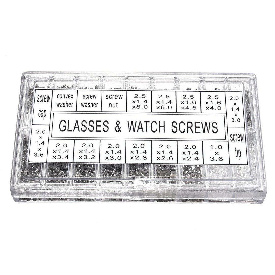1000Pcs Micro Eyeglass Sunglass Spectacles Tiny Screw Nut Set Repair Kit Tools - MRSLM