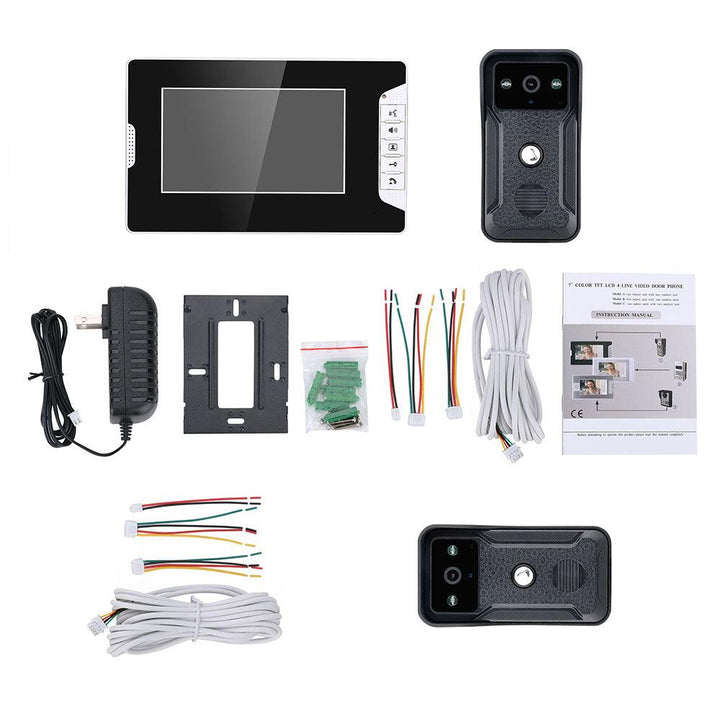 ENNIO 7 Inch Video Door Phone Doorbell Intercom Kit 2 Camera 1 Monitor Night Vision with 700TVL Camera - MRSLM