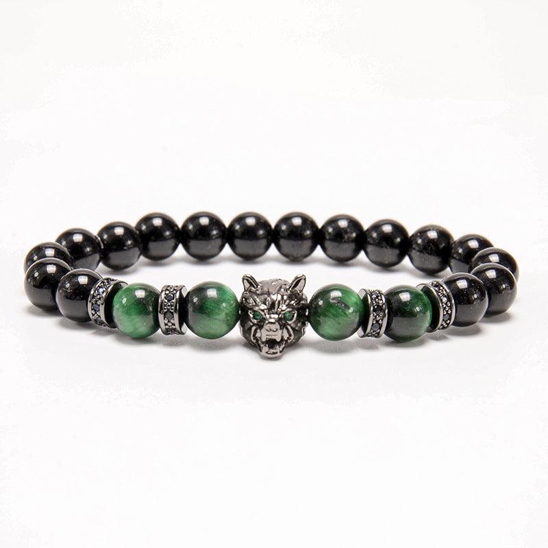 New Simple Style Domineering Wolf Head Bracelet Copper Micro-inlaid Men - MRSLM