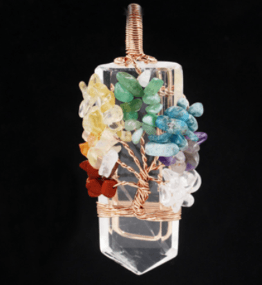 Crystal Column Tree Of Life Winding Pendant Necklace - MRSLM