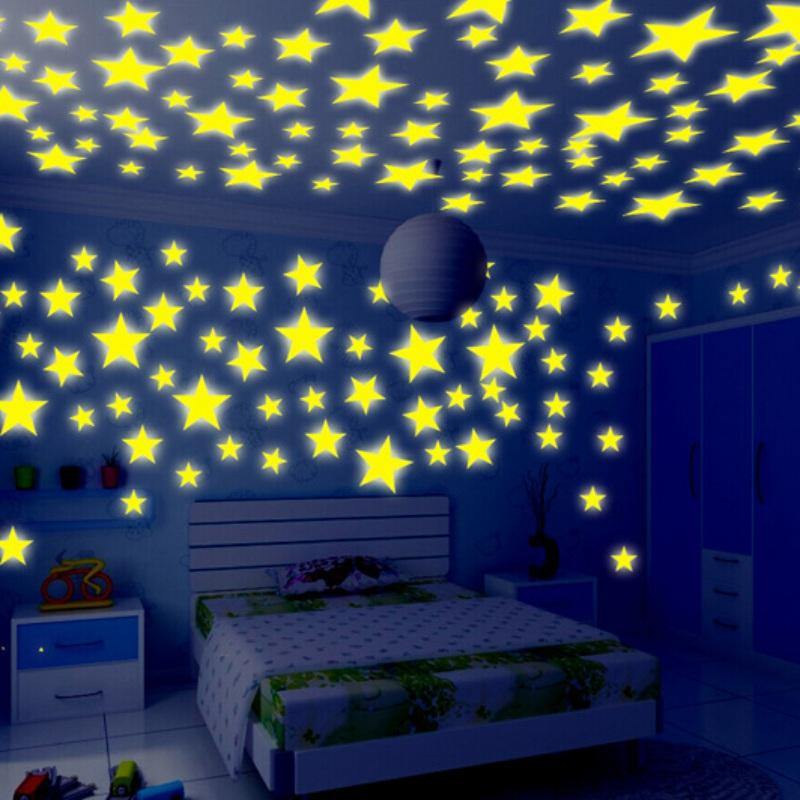 Honana DX-010 100PCS 3CM Fluorescent Glow Star Wall Sticker Decor Sticker - MRSLM