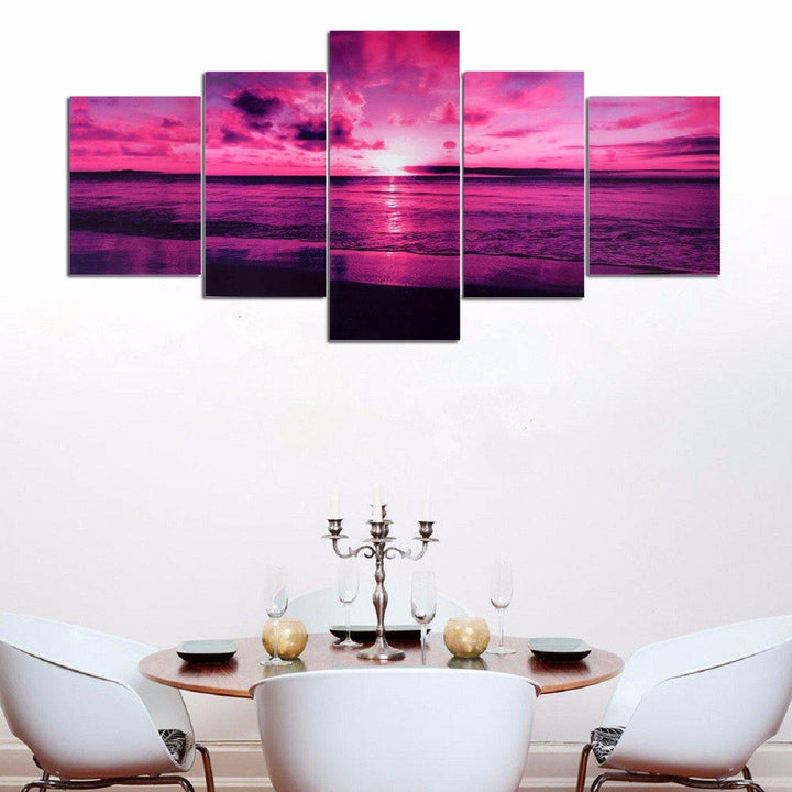 Purple Sea Sunset Modern Frameless HD Canvas Print Home Art Wall Picture Poster Wall Paintings - MRSLM