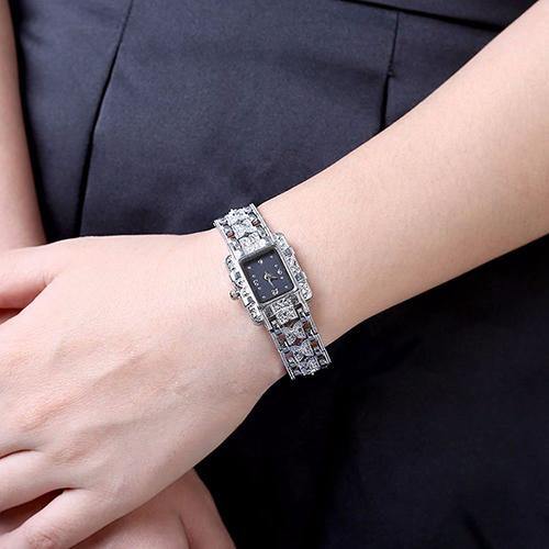Elegant Lady Slim Watch Band Bracelet Quartz Wristwatch Rectangle Case Watch - MRSLM
