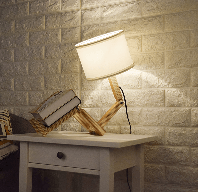 Creative Small Machine Humanoid Table Lamp Wooden Table Lamp Fashion Design Home Decor - MRSLM