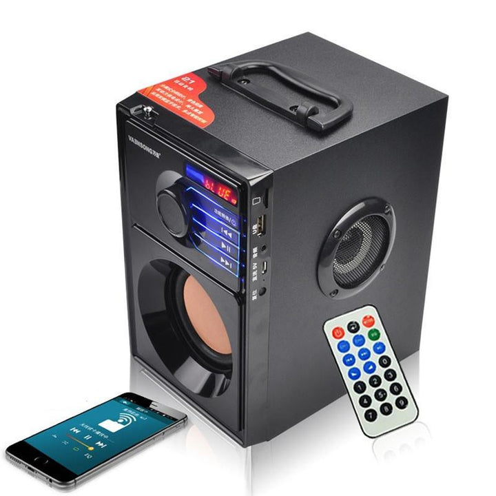 VAENSON A10 Portable Wireless bluetooth Speaker USB Column MP3 Play FM Radio Stereo Subwoofer (Black) - MRSLM