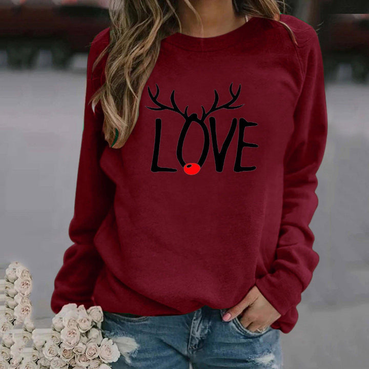 Christmas Pattern Printed Long-sleeved Round Neck Sweater Women - MRSLM