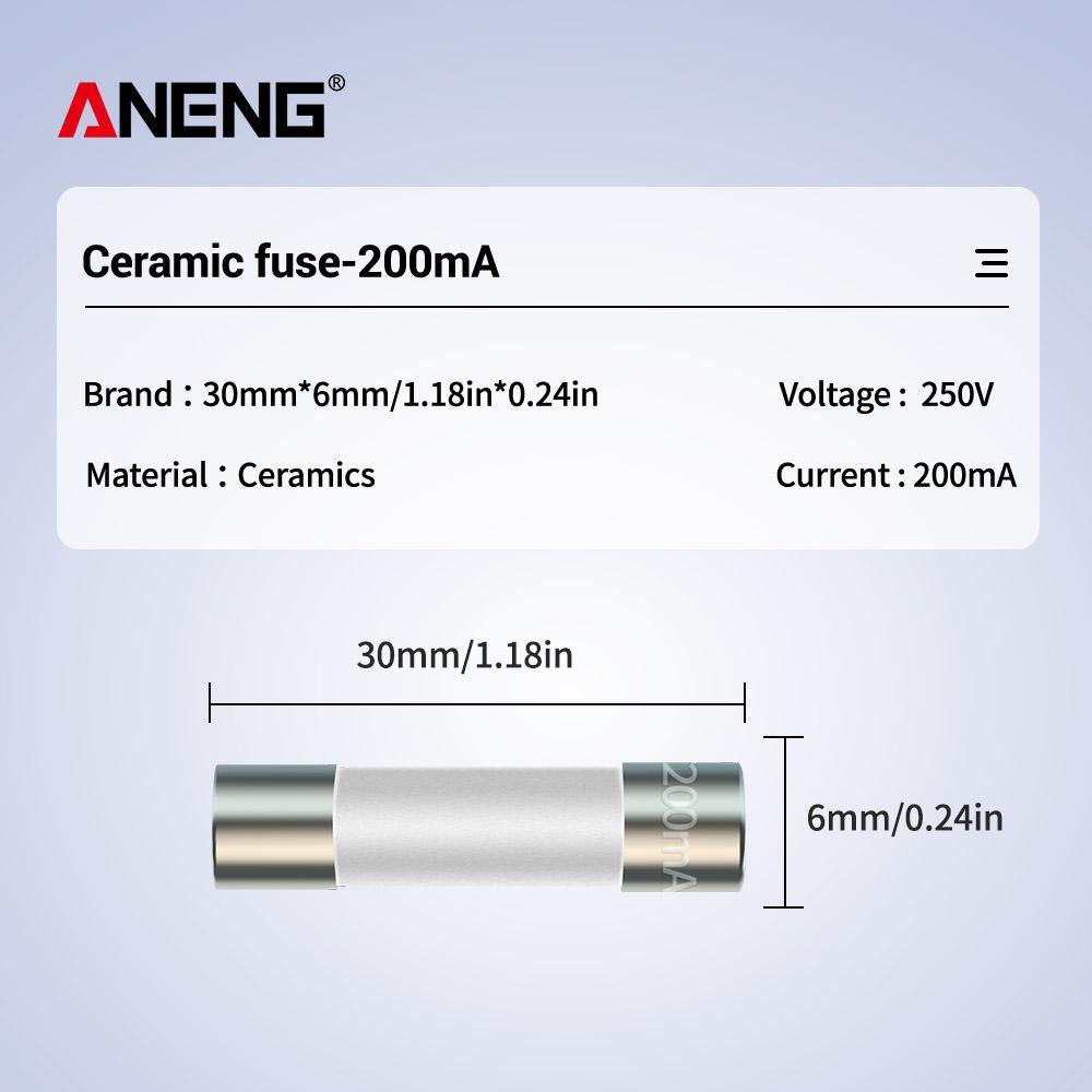 20 Pcs ANENG 6X30mm Ceramic Fuse 200mA+20A for Multimeter - MRSLM
