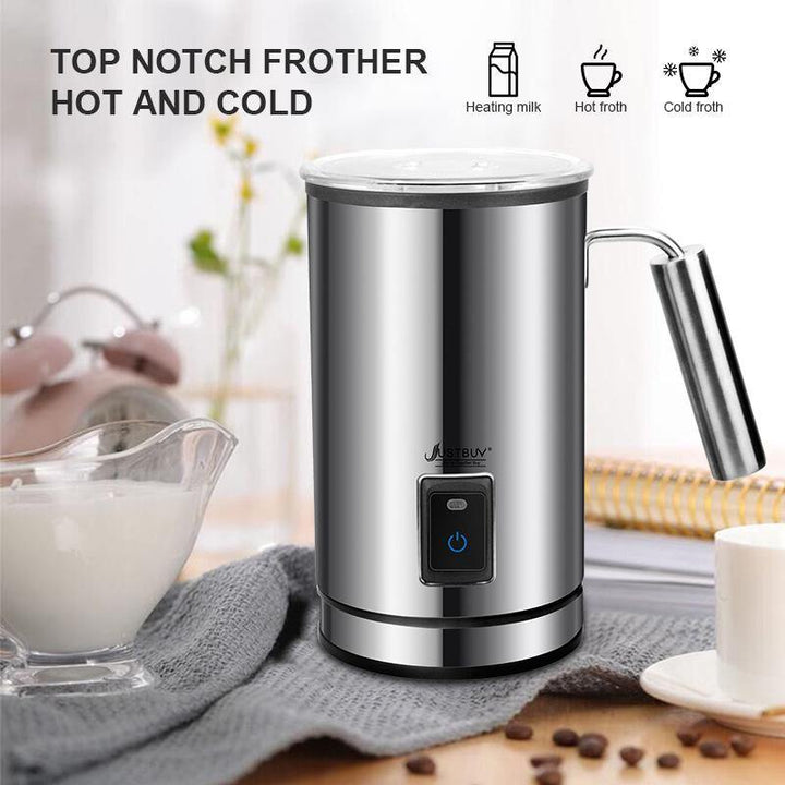 Electric Milk Frother Soft Foam Warmer for Coffee Essperso Cappuccino Milk Steamer 3 Function Creamer Milk Heater (Silver EU) - MRSLM