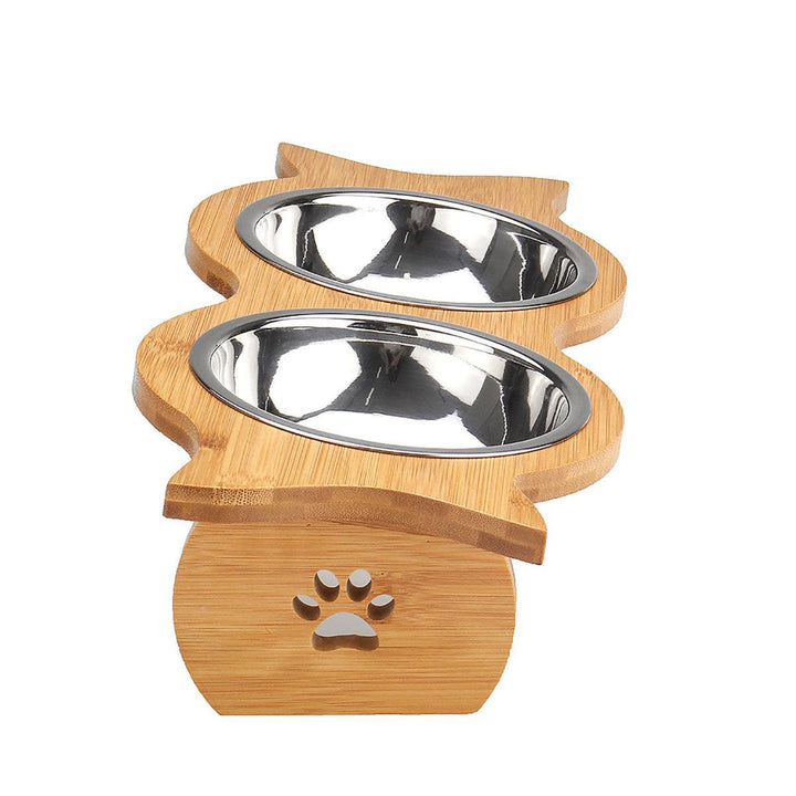 Large Double Pet Bowl Feeder Cat Dog Food Pot Stand Puppy Stainless Steel/Ceramics - MRSLM