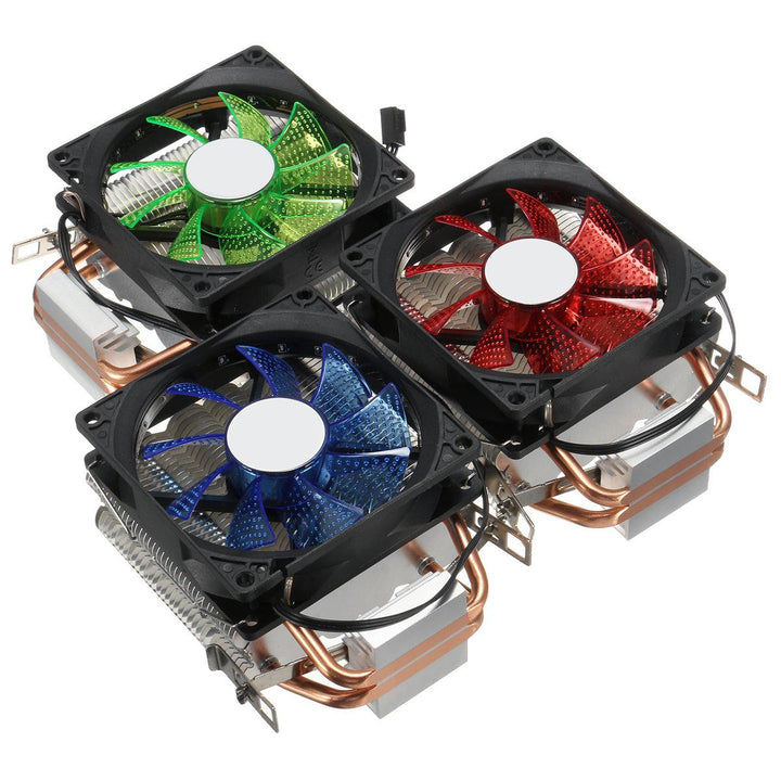 9cm LED 3 Pin CPU Cooling Fan Cooler Heat Sink For Intel LAG/1155/1156 AMD 754/AM2/AM2+AM3/FM1 - MRSLM