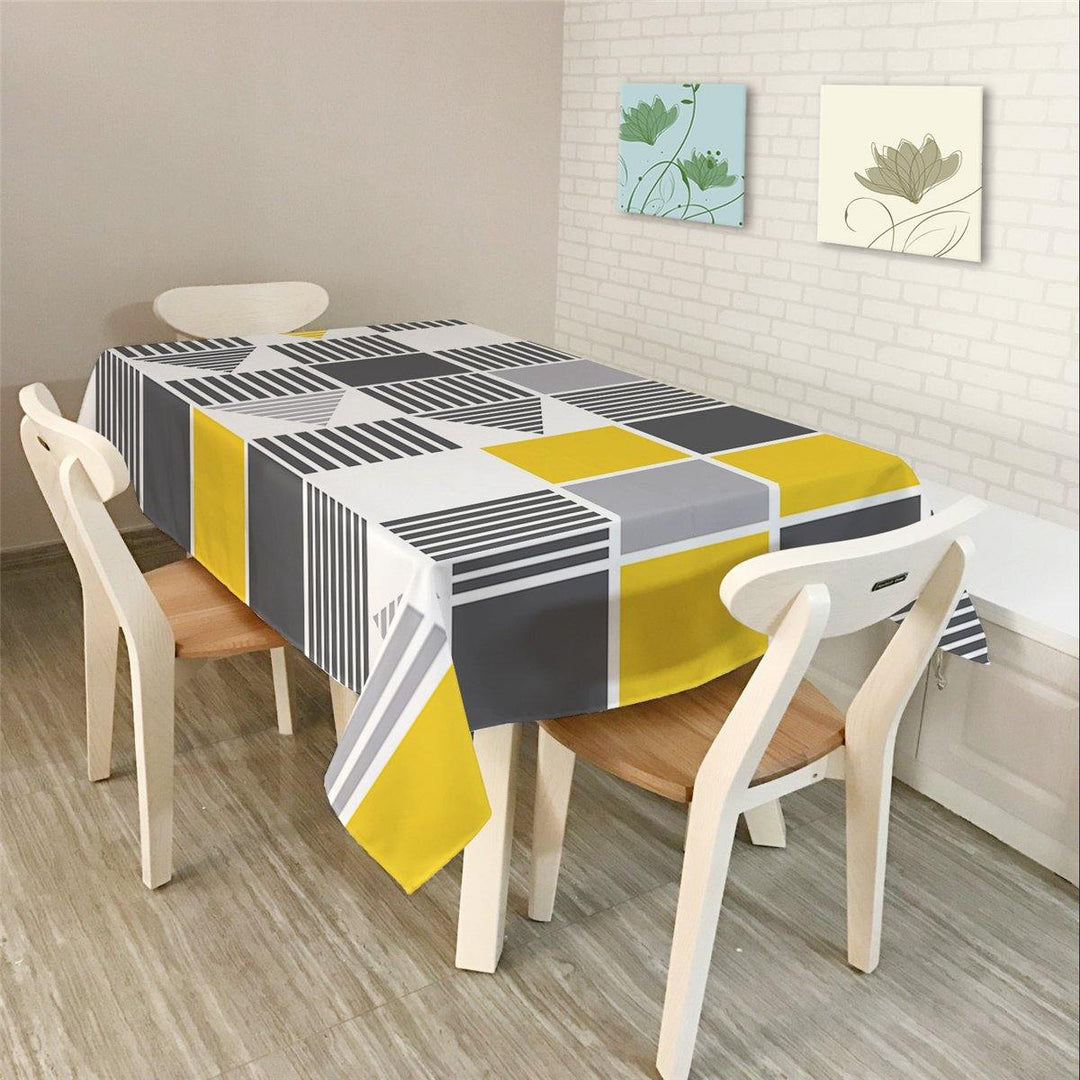 Modern Simple Rectangle Polyester Tablecloth Colorful Triangle Geometry - MRSLM
