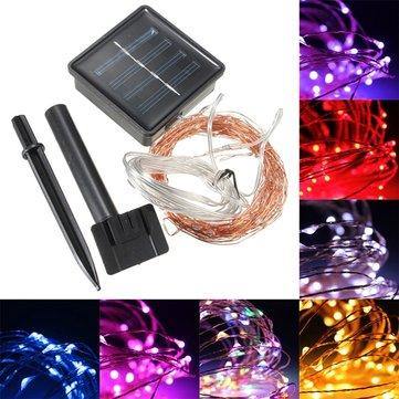 10M 100 LED Solar Powered Copper Wire Ambiance String Fairy Light +2m Down-lead - MRSLM