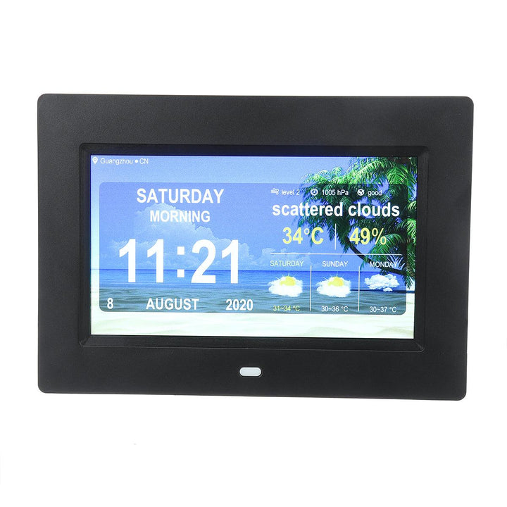 7 inch WiFi Digital Photo Frames Alarm Clock Time Date Month Year Weather Forecast Clock - MRSLM