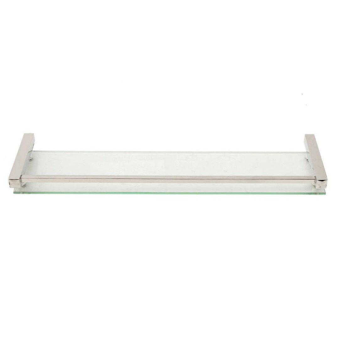 40/50/60CM Modern Bathroom Glass Shower Caddy Storage Shelf Wall Mounted Brass Base & Glass Tier - MRSLM