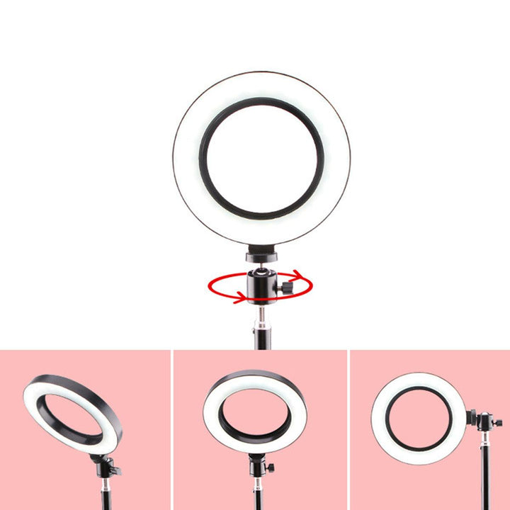 26cm 2700k-6500k Dimmable USB LED Ring Light with 50cm 160cm 210cm Tripod Phone Holder for Youtube Video Makeup Selfie - MRSLM