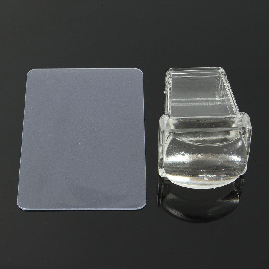 Clear Soft Silicone Nail Stamping Template Printer Set Scraper Image Plate Transfer Tools DIY Design - MRSLM