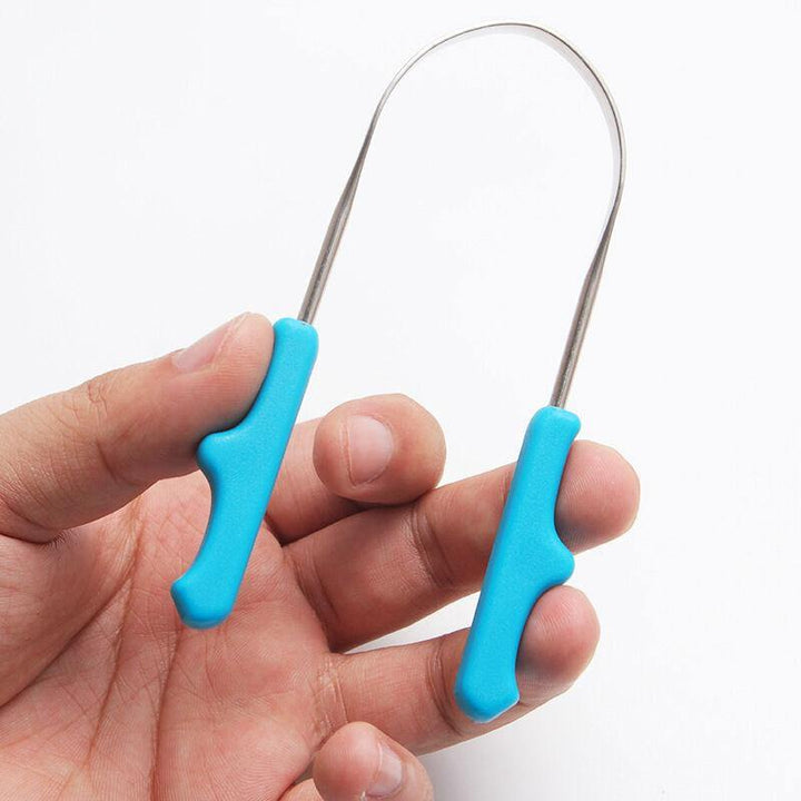 Tongue Cleaner Small Portable Non-Slip Stainless Steel Remove Bad Breath Tongue Scraper for Oral Care Tools - MRSLM