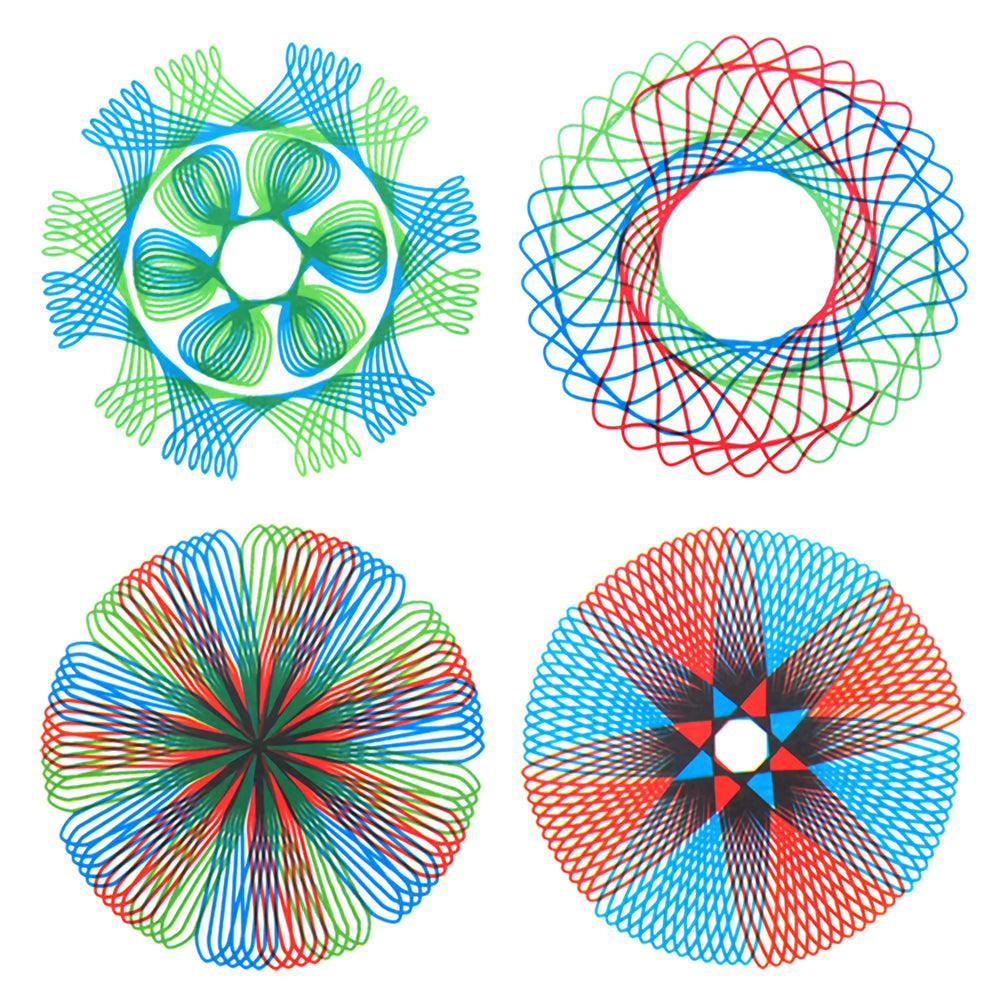Painting Puzzle Spirograph Geometric Ruler Set Multi-function Drafting Tools Students Drawing Toys Children Learning Art Tool (A) - MRSLM