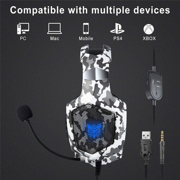 ONIKUMA K8 Gaming Headphone Bass Headset USB 3.5mm Wired Surround Sound RGB Game Headset with Mic for Computer PC XBOX Gamer - MRSLM