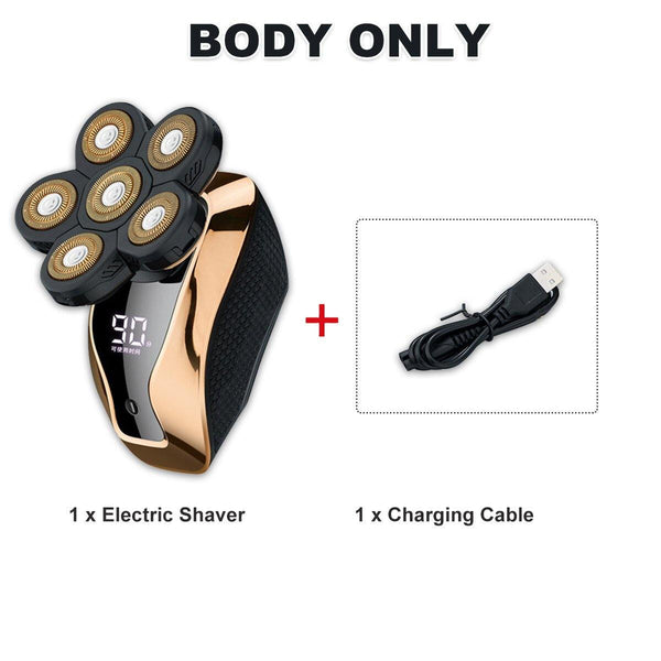 6D Electric Shaver LED USB Rechargeable Waterproof Bald Head Shaver Beard Razor - MRSLM