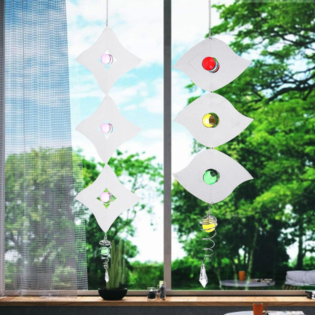 3D Metal Hanging Silent Wind Spinner Chime Home Garden Window Decor Kid Gift Wind Chimes - MRSLM