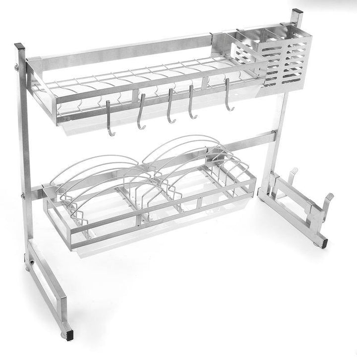 Stainless Steel Kitchen Dish Drying Rack Drainer Storage Shelf Utensil Holder Plate Dish Cupboard Storage Rack - MRSLM