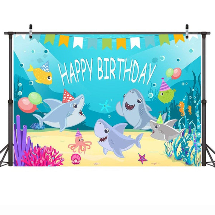 Shark Photography Backdrop Baby Shower Party Birthday Ocean Sea Background Party Decorations - MRSLM