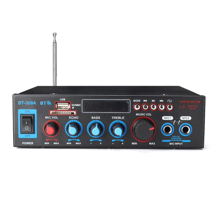 BT-309A 220V 800W 2CH Home Stereo bluetooth Amplifier Support USB FM AUX MIC Microphone - MRSLM