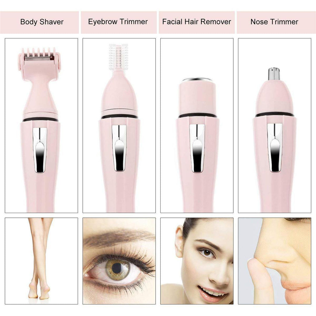 4 In 1 Portable Women Eyebrow Body Nose Hair Shaver Painless Remover Epilator - MRSLM