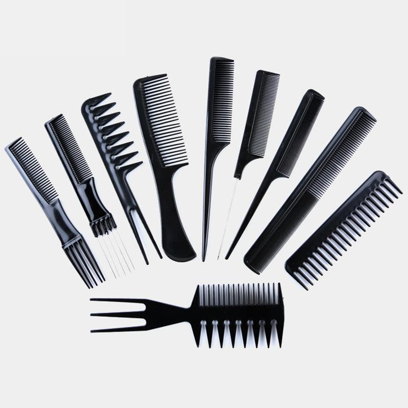 10pcs/Set Professional Hair Brush Comb Salon Barber Hair Combs Hairbrush Hairdressing Combs Hair Care Styling Tools (#1) - MRSLM