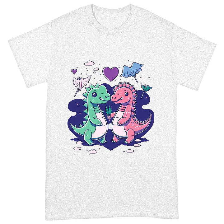 Dinosaur Graphic Heavy Cotton T-Shirt - Cartoon Tee Shirt - Themed T-Shirt - MRSLM