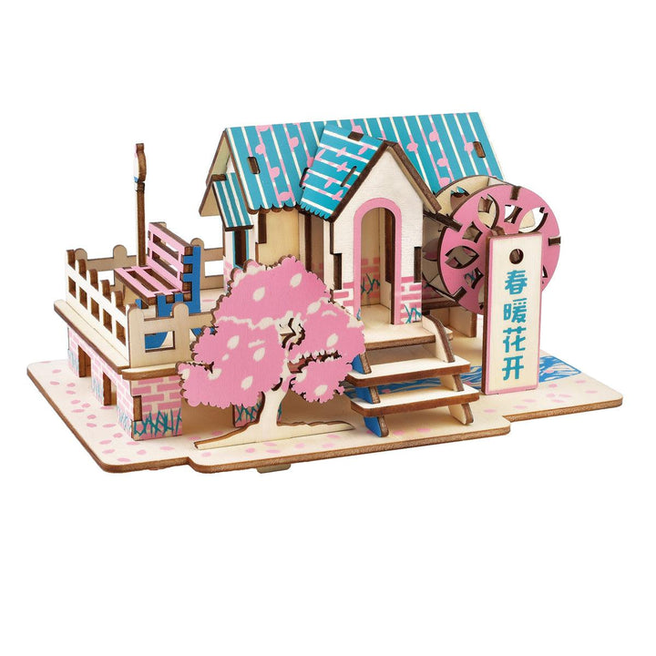 3D Woodcraft Puzzle Assembly House Kit Model Building Educational Toy for Kids Gift - MRSLM