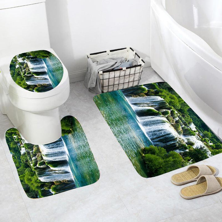 180 x180cm Shower Curtain Anti-Slip Carpets Waterfall Style Bathroom Bath Mat - MRSLM