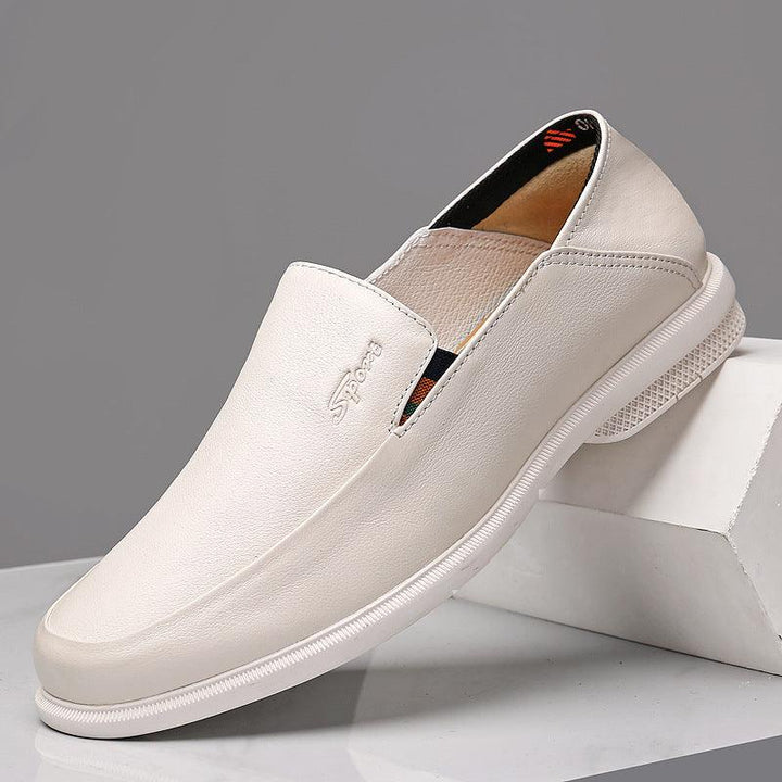 Business Dress Casual Leather Shoes Men's Korean Fashion British Youth Soft Leather Pointed Black Inner Height - MRSLM