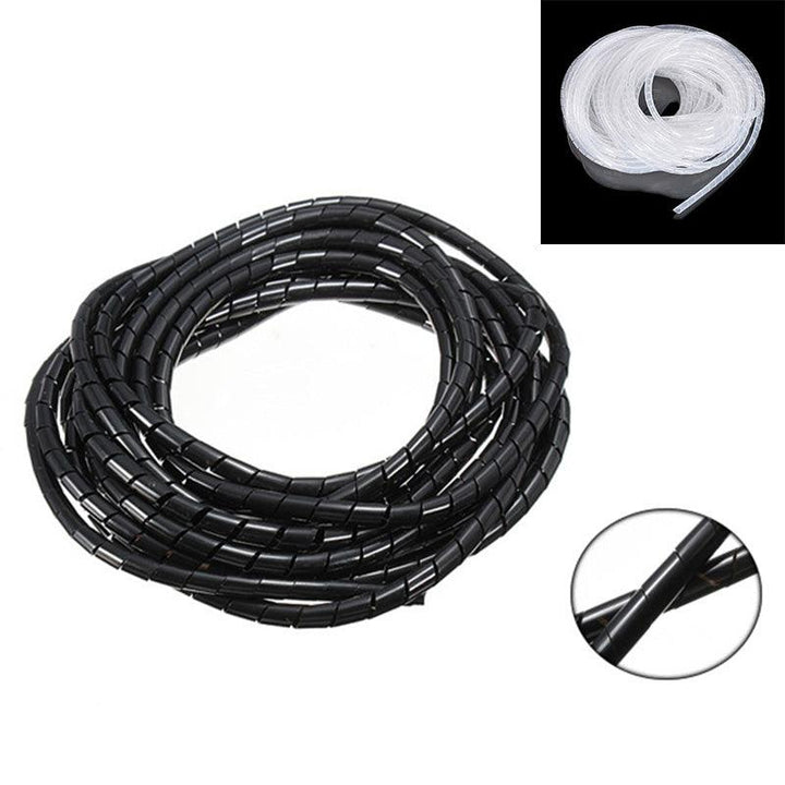 Black/White 8mm 10.5M PE YL692 Flexible Spiral Wrapping Wire Hiding Cable Sleeves for 3D Printer - MRSLM