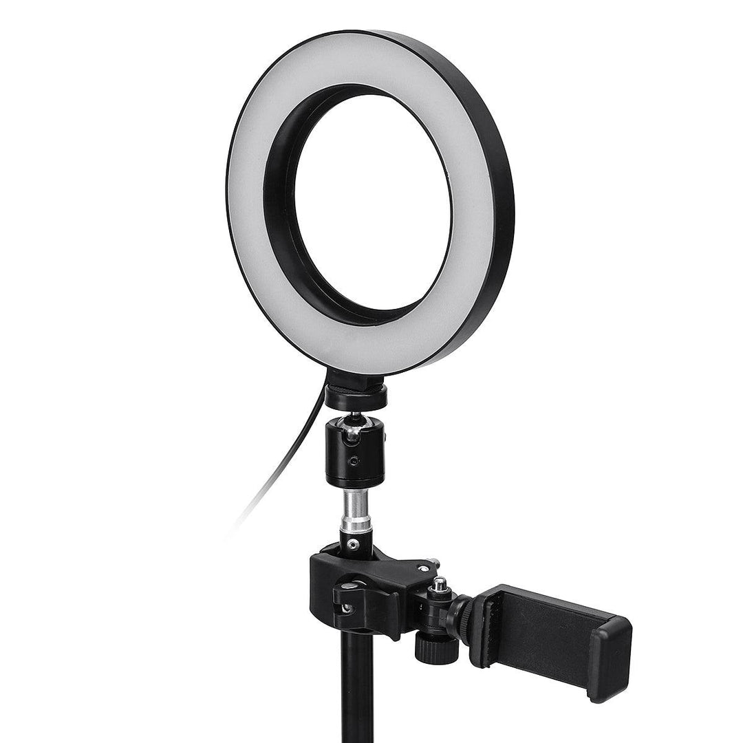 Dimmable LED Studio Camera Ring Light Makeup Photo Lamp Selfie Stand USB Plug Tripod with Phone Holder for Youtube Video - MRSLM