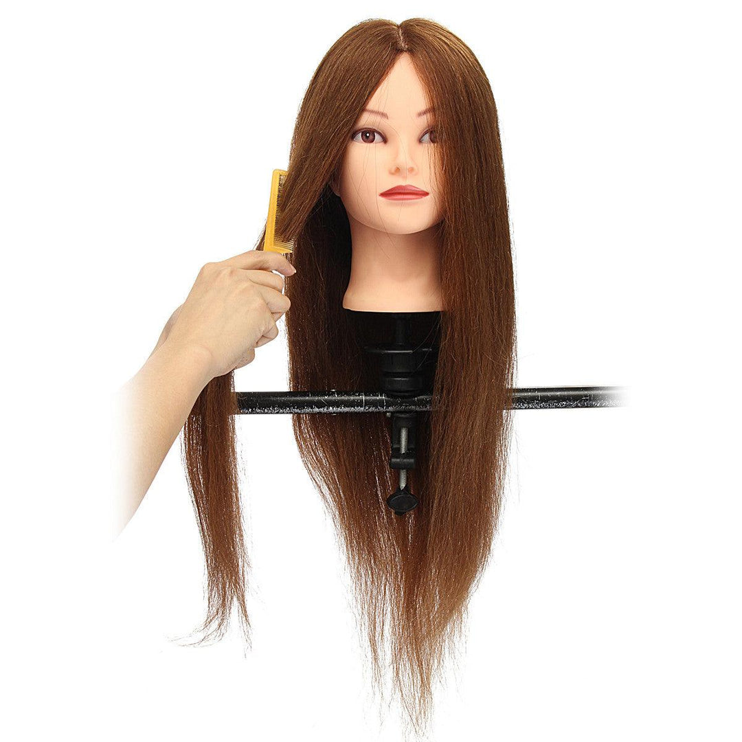 26 Inch 100% Human Hair Dark Gold Hair Head Dummy Head Practice Model Head With Bracket - MRSLM