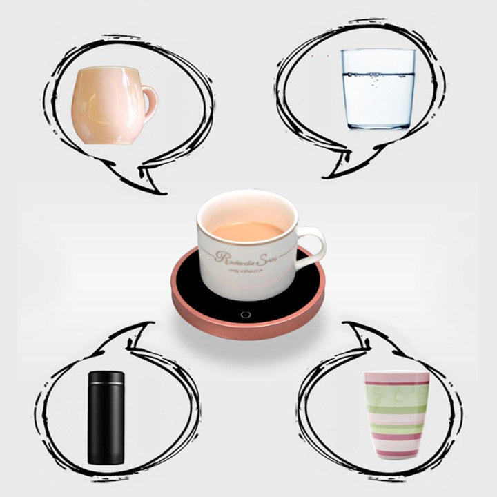 15W PTC Heat Glass Heater Milk Tea Coffee Hot Beverage Mug Warmer Cup Mat Pad - MRSLM