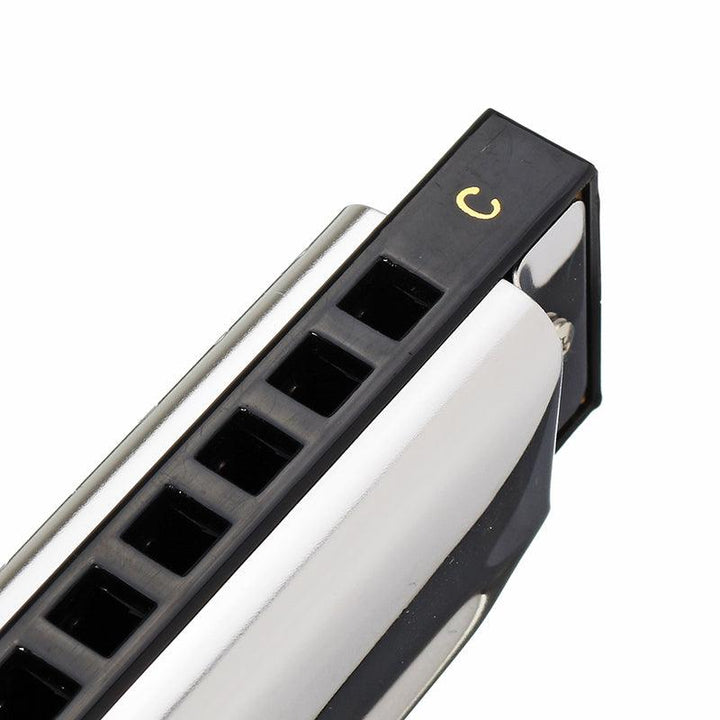 EASTTOP T10-B C Key 10 Holes Harmonica Blues Harp Stainless Steel Cover Plate with Plastic Box (C) - MRSLM