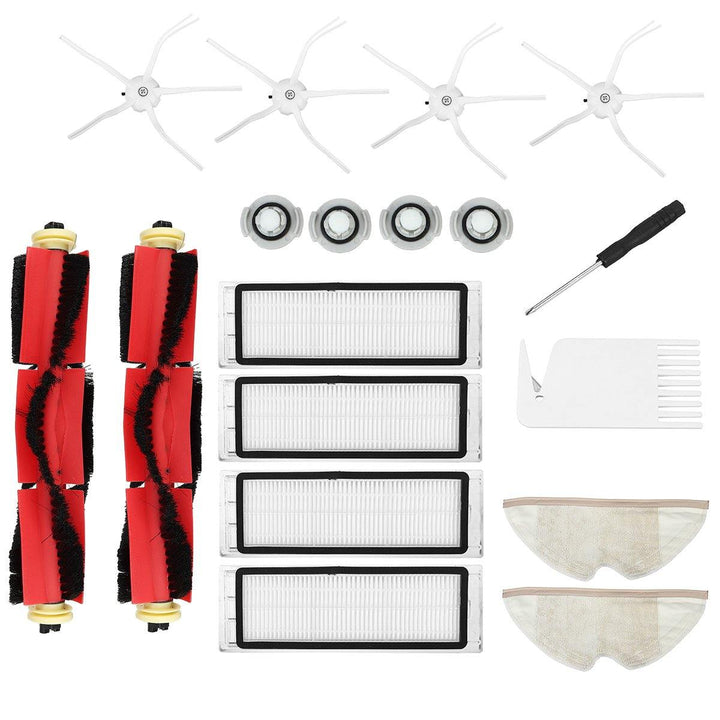 18pcs Replacements for Xiaomi Roborock S6 S60 S65 S5 MAX T6 Vacuum Cleaner Parts Accessories Main Brushes*2 Side Brushes*3 HEPA Filters*4 Mop Clothes*2 Cleaning Tool*1 Water Codes*4 Screwdriver*1 [Non-original] - MRSLM