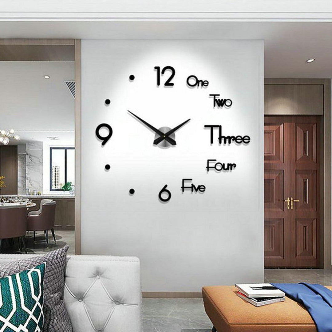 3D Modern DIY Wall Clock Mirror Surface Sticker Mechanism Clock Home Living Room Office Decor Clocks Acrylic - MRSLM