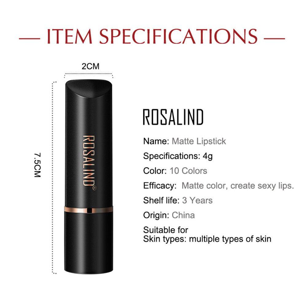 ROSALIND 10 Colors Lips Makeup Matt Waterproof Long Lasting Nude Beauty Glazed Lip Stick - MRSLM