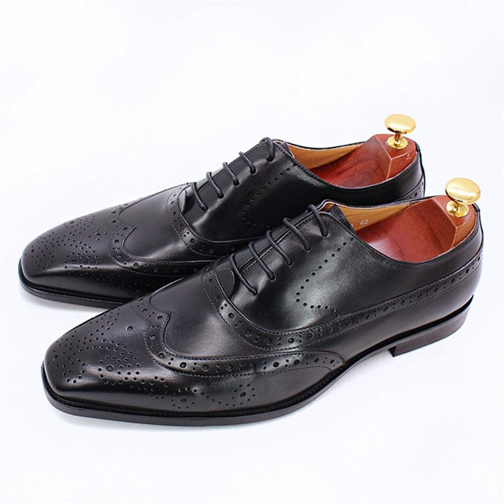 Men's Classic Japanese Leather Shoes Brogue Carved Hollow - MRSLM