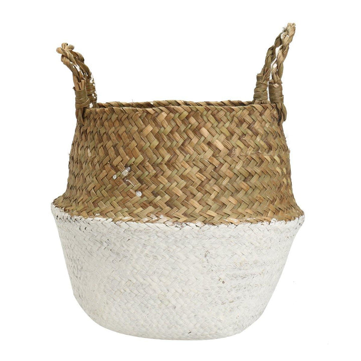 5PCS Mat Grass Belly Basket Storage Plant Pot Foldable Laundry Bag Room Decorative Flower Pot - MRSLM