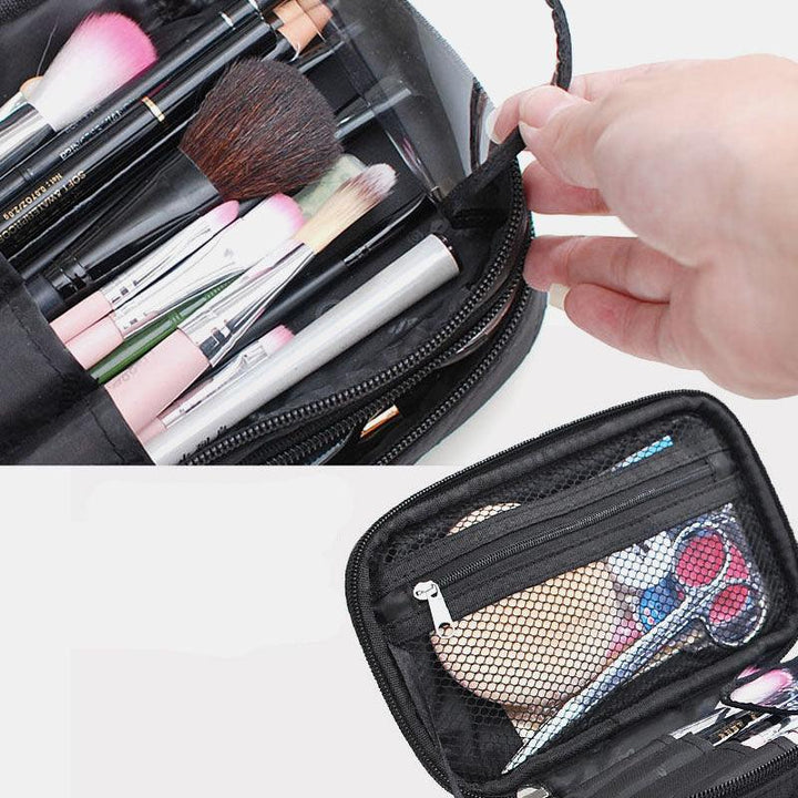 Women Waterproof Solid Travel Double Layer Storage Cosmetic Bag - MRSLM