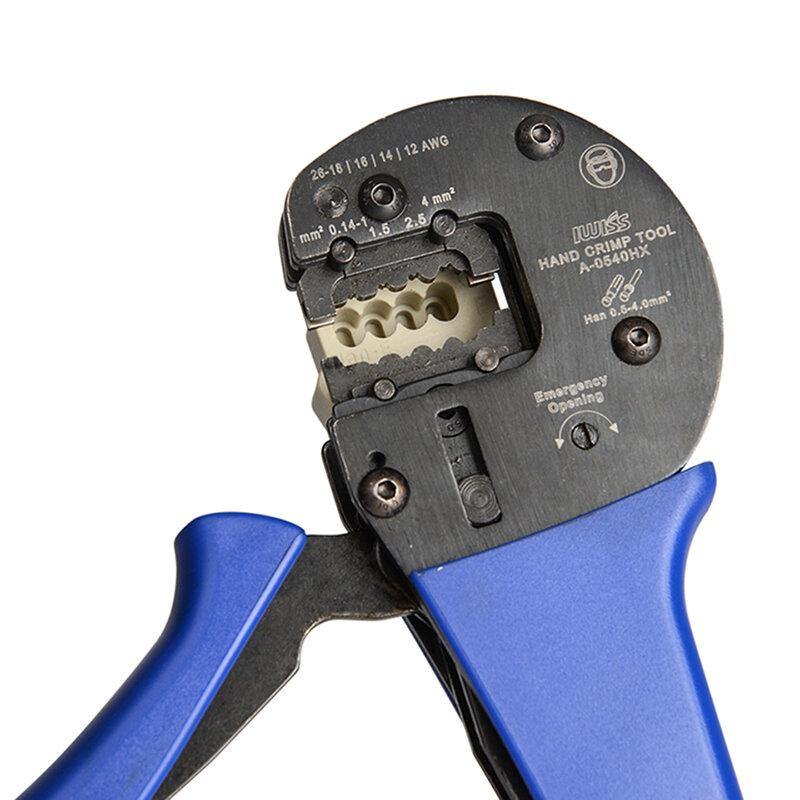 IWISS IWS-0540HX Hand Crimper Plier Tools for 0.14mm2-4.0mm2 (AWG26-12) Harting Han D/E/C Connectors with Locator - MRSLM