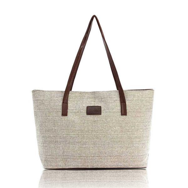 Women Canvas Tote Bags Casual Simple Shoulder Bags Large Capcity Shopping Bags - MRSLM
