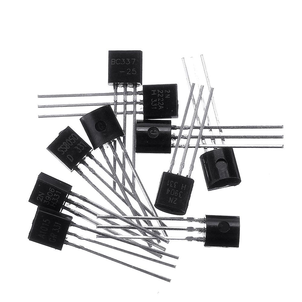 200Pcs 10Values 20 Each Transistors Kit BC337 BC327 2N2222 2N2907 2N3904 2N3906 S8050 S8550 A1015 C1815 Transistor - MRSLM